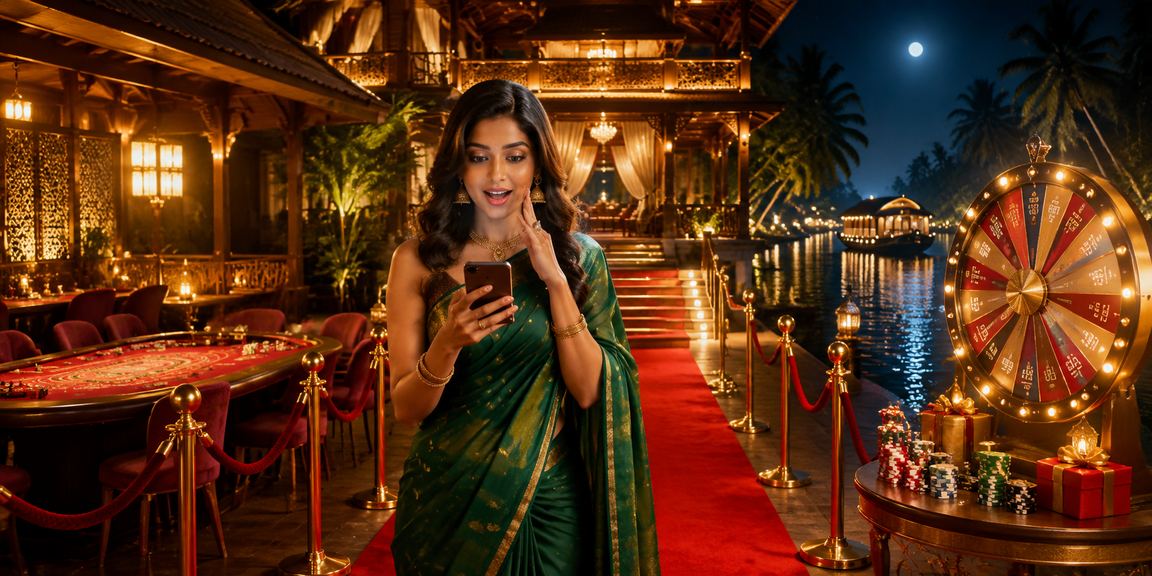 Roulette game in Kerala with player in traditional attire